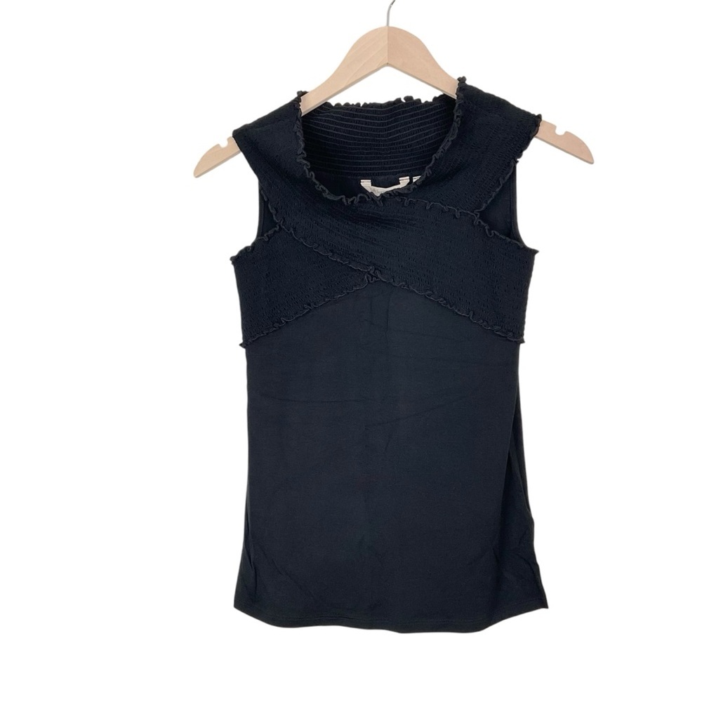 Soft Surroundings Black Stretchy Knit Criss Cross Top Size XS